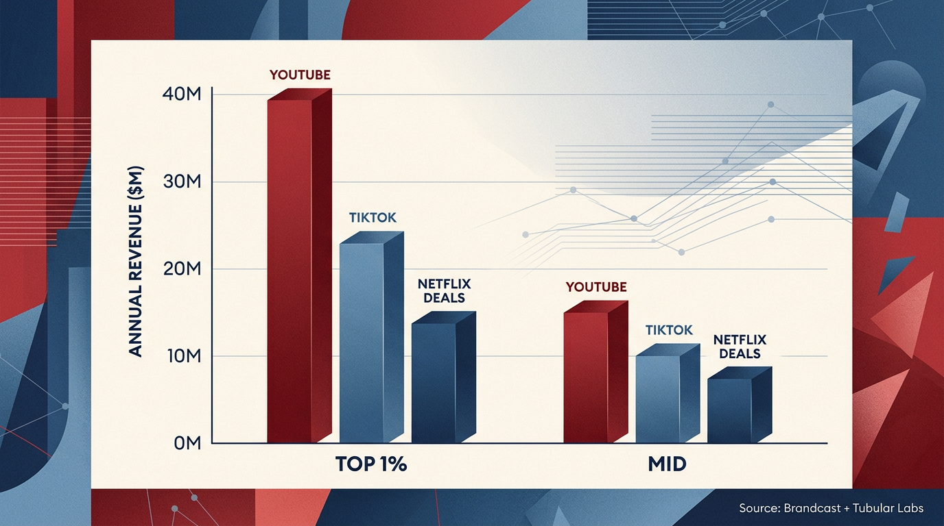 Chart showing YouTube leading creator earnings trends in 2026.